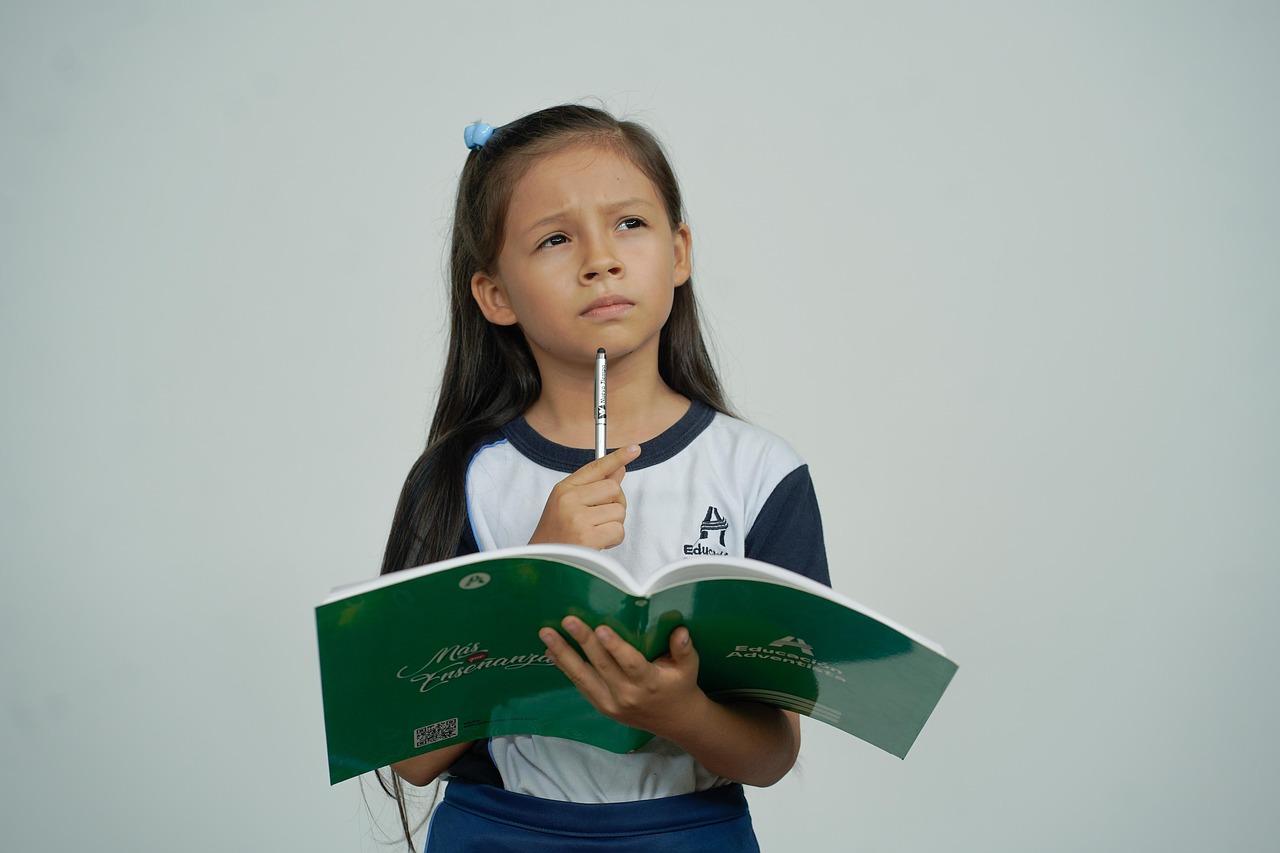 little girl, school, education, thinking, notebooks, learning, student, portrait, thinking, thinking, thinking, thinking, thinking, student
